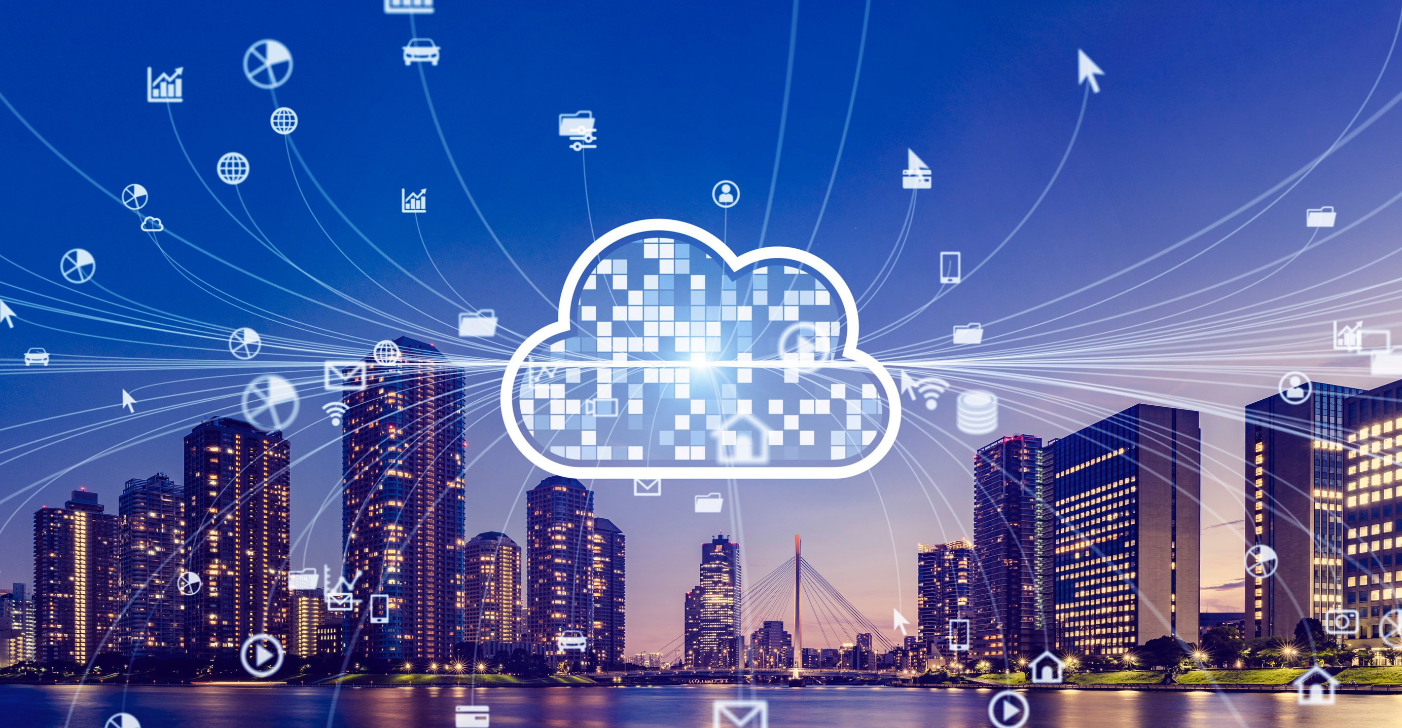 Cloud computing concept. Communication network.